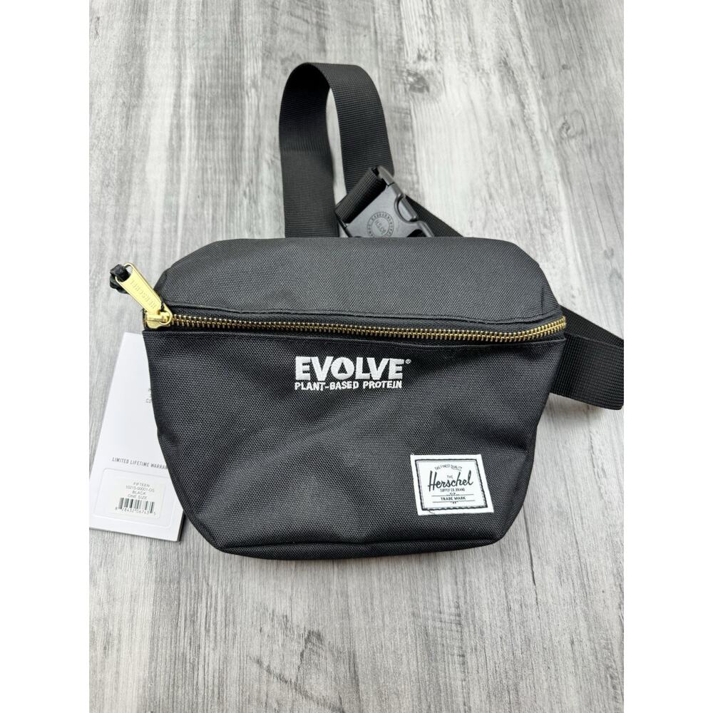 New Herschel Branded With Evolve FANNY PACK Black Waist Hip Pack Zip Pocket